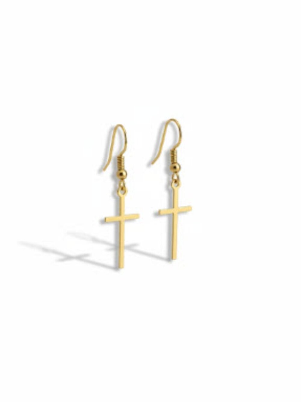 18K Gold Filled Cross Earrings Minimalist Christian Dangle Earrings